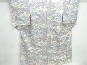 未使用品　縮緬地草花模様単衣小紋着物